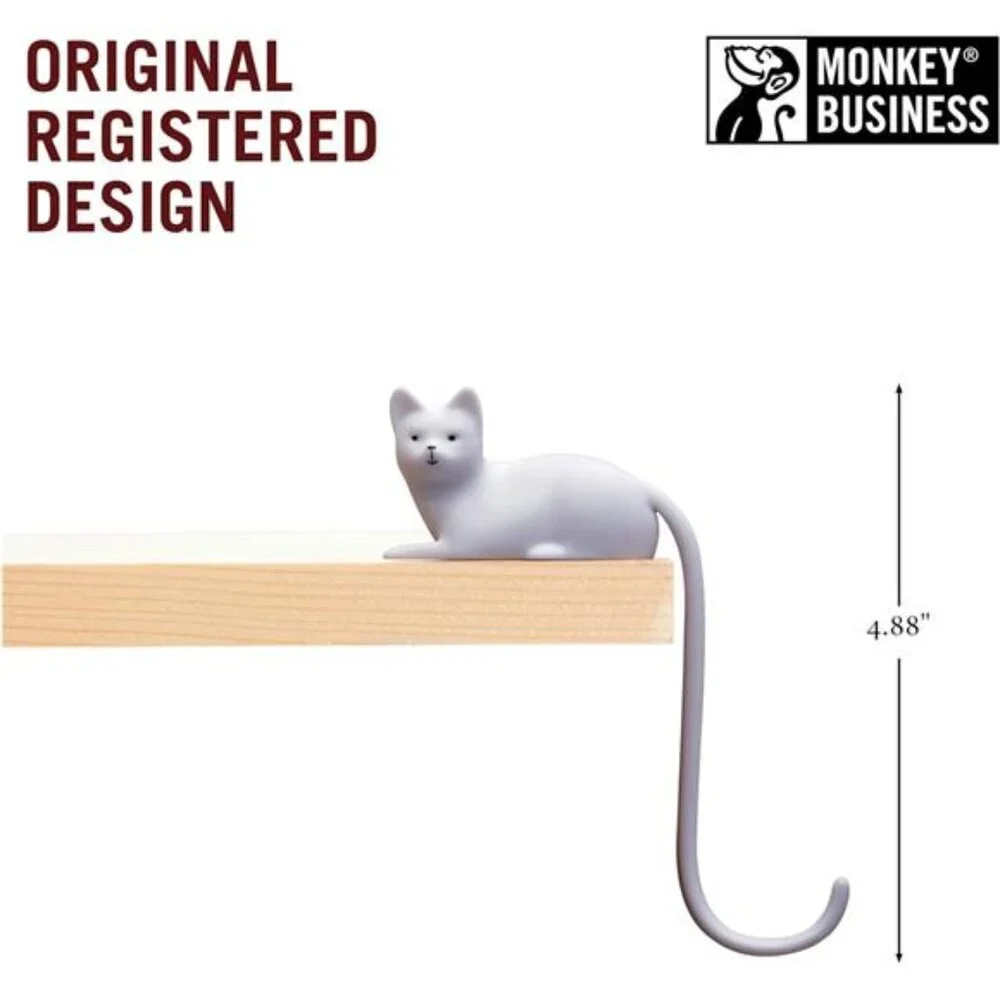 Monkey Business Ginger The Cat Tail Hook for Computer Screen, Tight Spaces